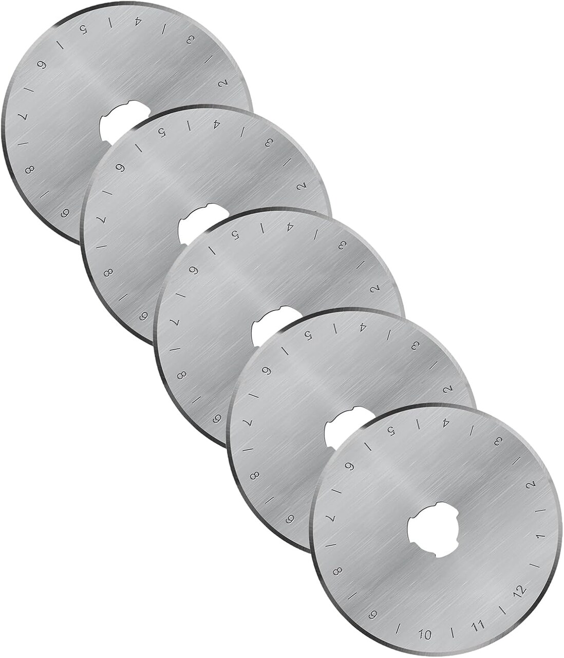 45mm Rotary Cutter Blades, Replacement Blades, Fits Fiskars,OLFA,Martelli,Dremel,Truecut,DAFA, SKS-7,Fabric Cutting Blades Refill for Quilting Scrapbooking Sewing Arts &Crafts, 45mm, 5 Pack(Silver)
